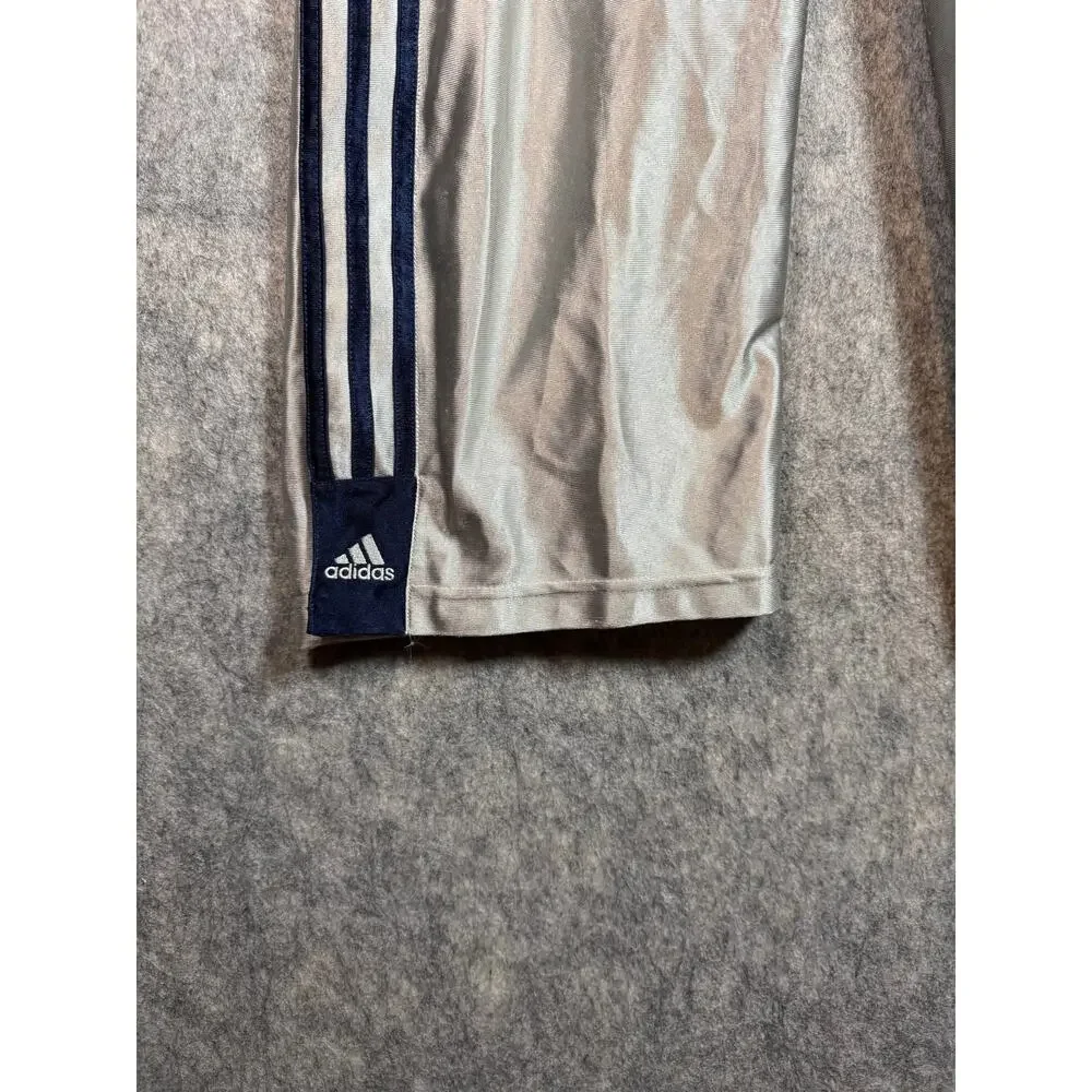 Vintage Adidas Break Away Pants Mens Medium Shiny Silver Blue Baggy Y2K
